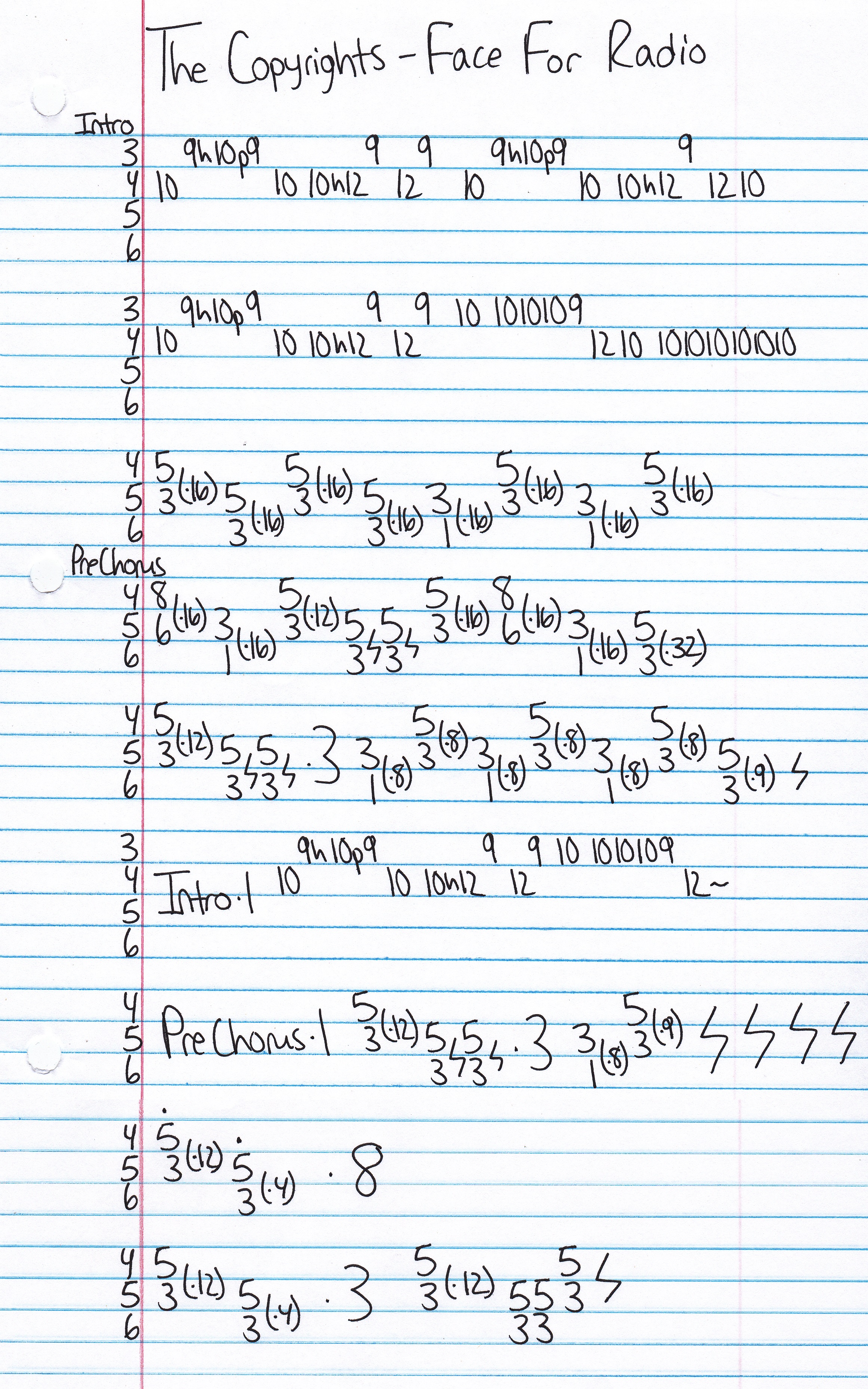 High quality guitar tab for Face For Radio by The Copyrights off of the album We Didn't Come Here To Die. ***Complete and accurate guitar tab!***